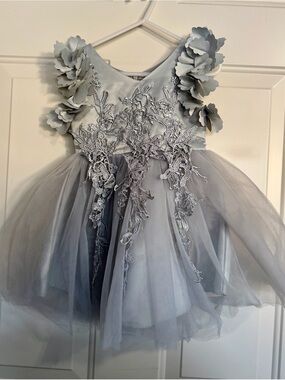 NWT Trish Scully Child Platinum Collection Floral Tulle Dress Size 2